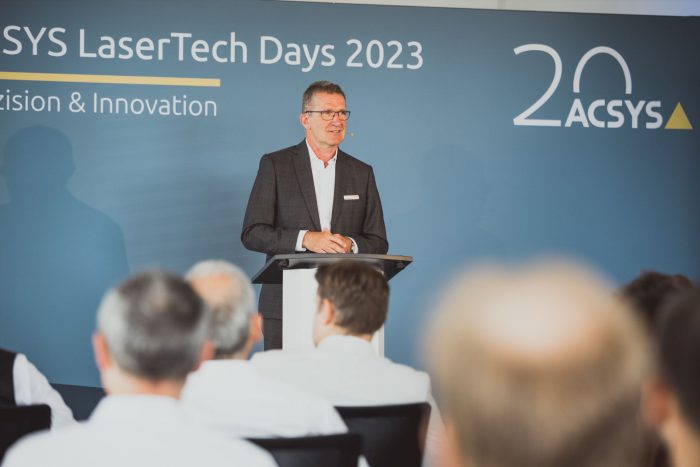 Gerhard Kimmel, Geschäftsführer ACSYS Lasertechnik bei der Eröffnung der ACSYS LaserTech Days 2023